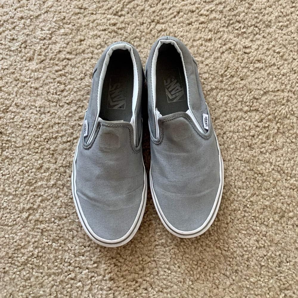 RARE Gray Slip On Vans with Gray Stripe